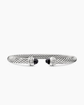 Classic Cable Bracelet in Sterling Silver with Black Onyx and Diamonds, 5mm